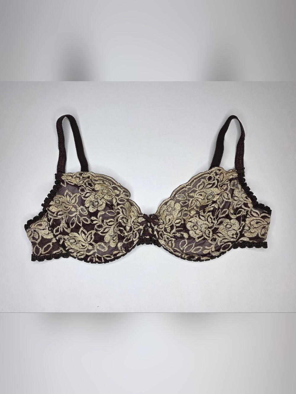 Victoria's Secret Lace Underwire Bra 36C Brown Gold Style 2642
